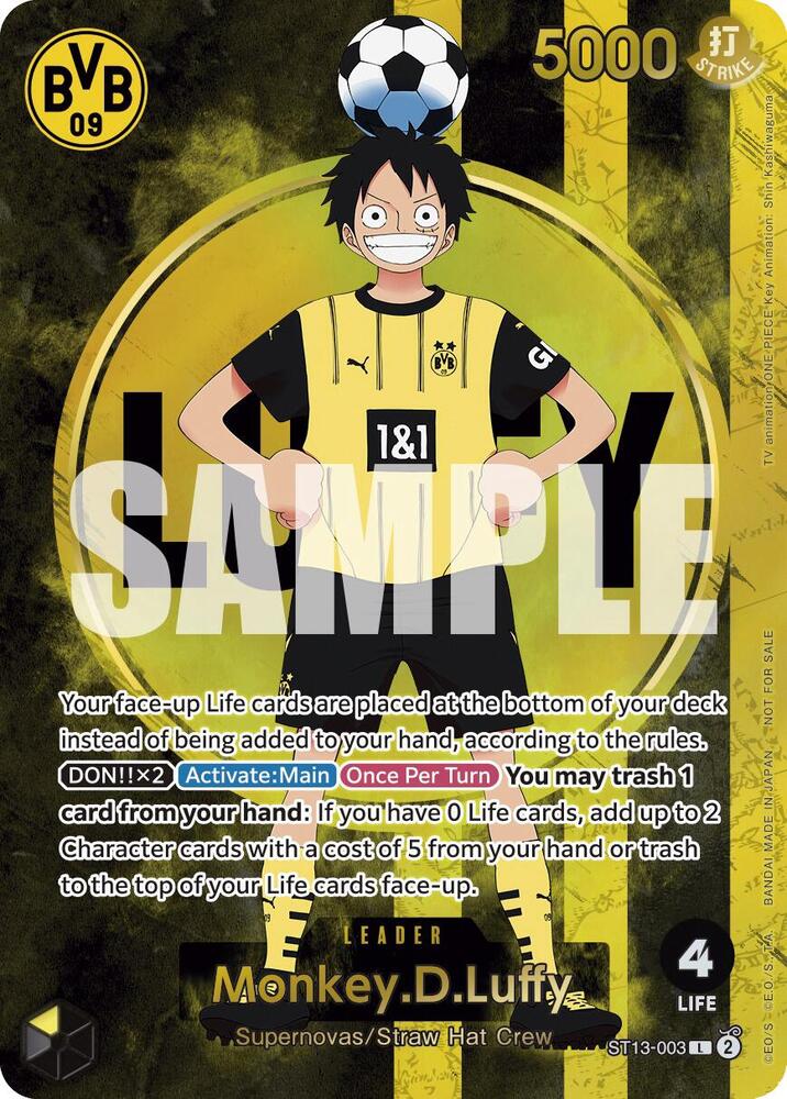 Monkey.D.Luffy (BVB x One Piece Campaign) - One Piece TCG Promotion Cards (OP-PR) + Official Poster signed by 3 Players