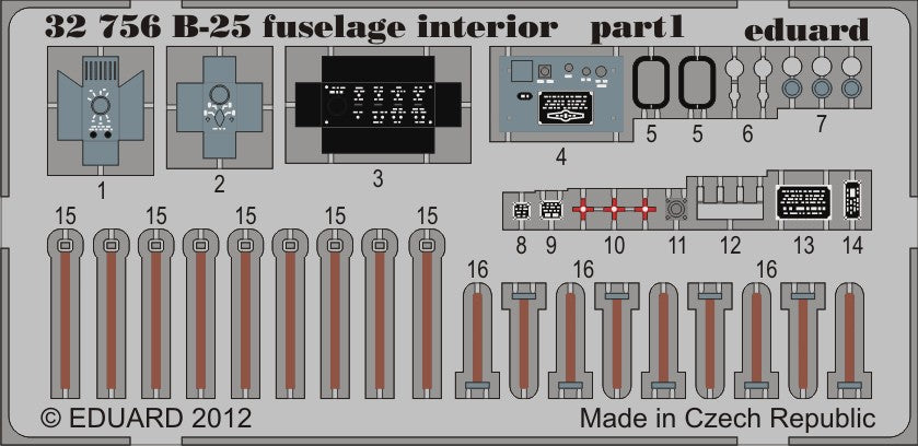 Eduard 32756 1/32 Aircraft- B25 Fuselage Interior for HKM (Painted)