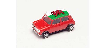 Herpa 420785 HO Scale Mini Cooper - Assembled -- 2021 Euro Championship Wales (red, green, white)