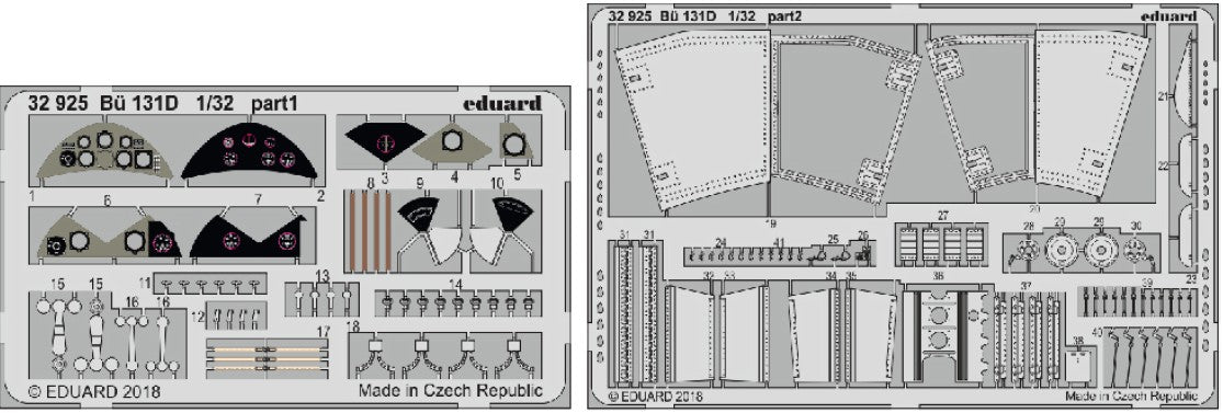 Eduard 32925 1/32 Aircraft- Bu131D for ICM (Painted)