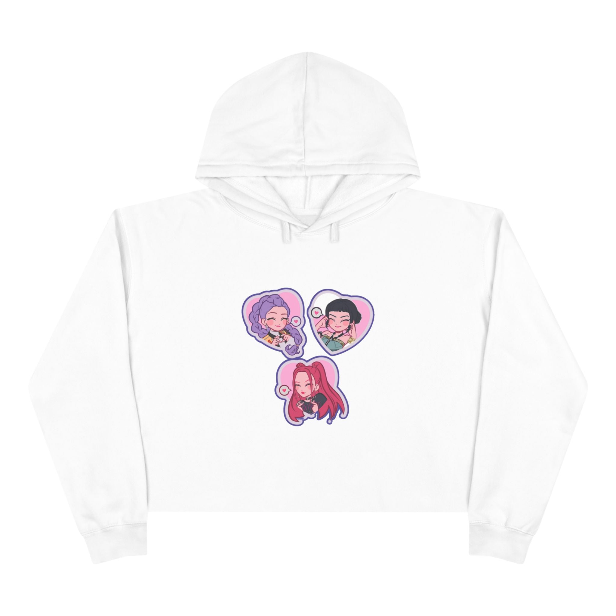 Idol style 5 Crop Hoodie with Fun Character Stickers, Perfect for Casual Wear, Anime Conventions, Gifts, & Everyday Style