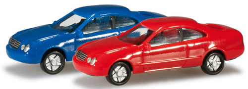 Herpa 65147 N Scale Mercedes-Benz CLK Class - Assembled -- Various Standard Colors pkg(2)