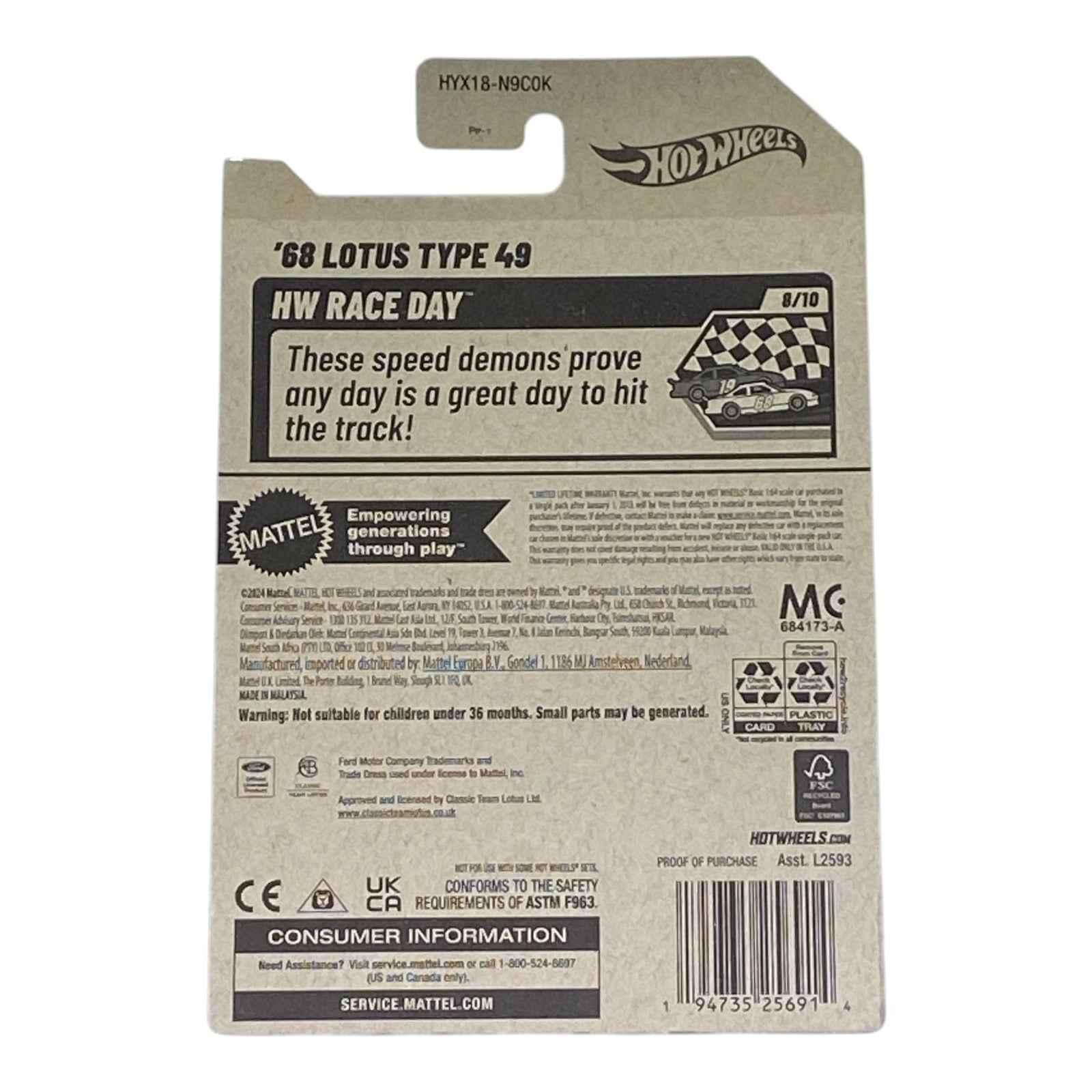 Hot Wheels '68 Lotus Type 48 - HW Race Day Series 8/10