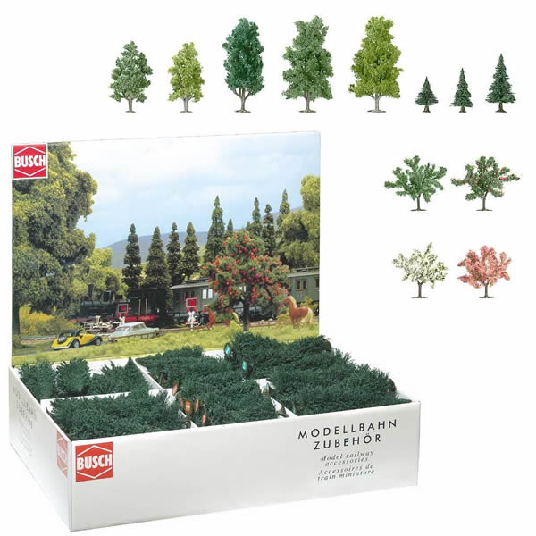 Busch 6333 A Scale Mixed Tree Bulk Pack Mixed, Pine, Deciduous & Blooming (204)