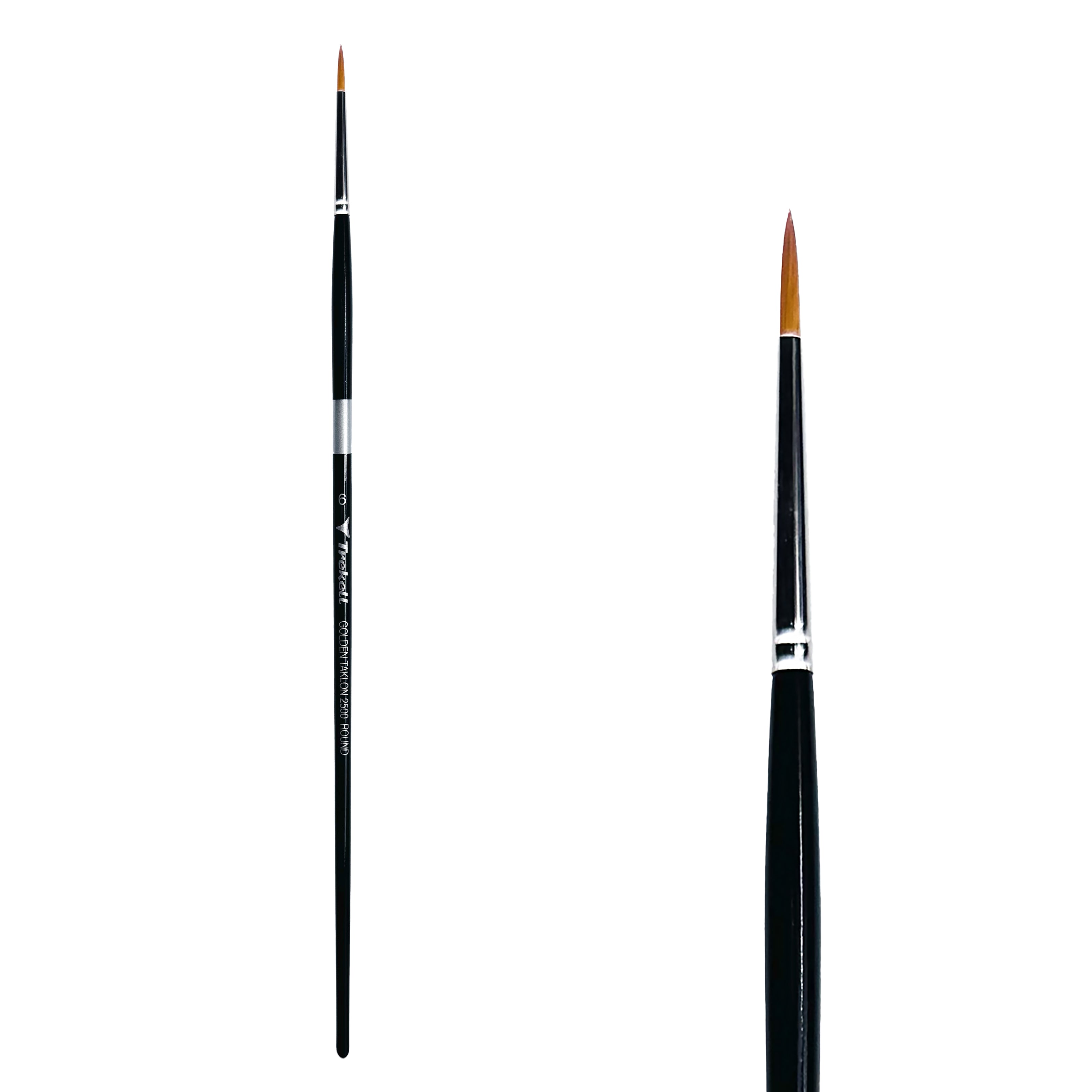 Trekell Golden Taklon Long Handle Artist Brush -  Size #6 Round