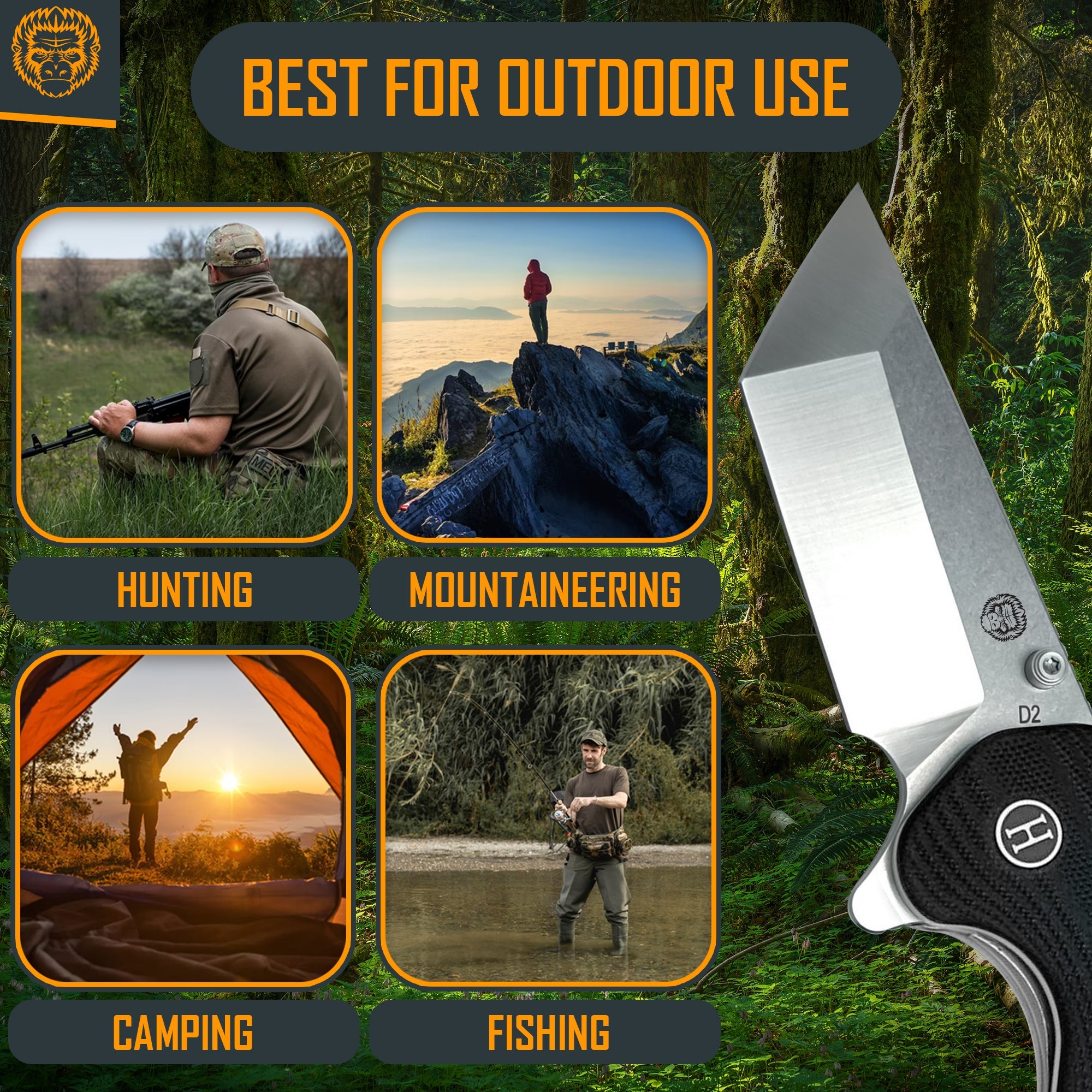 The Pioneer Folding Pocket Knife Giftset for Men and Women (Silver and Black)