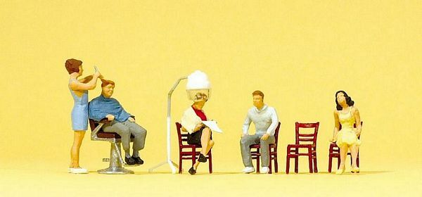Preiser 10569 HO Scale Working People -- At the Hairdresser pkg(5)
