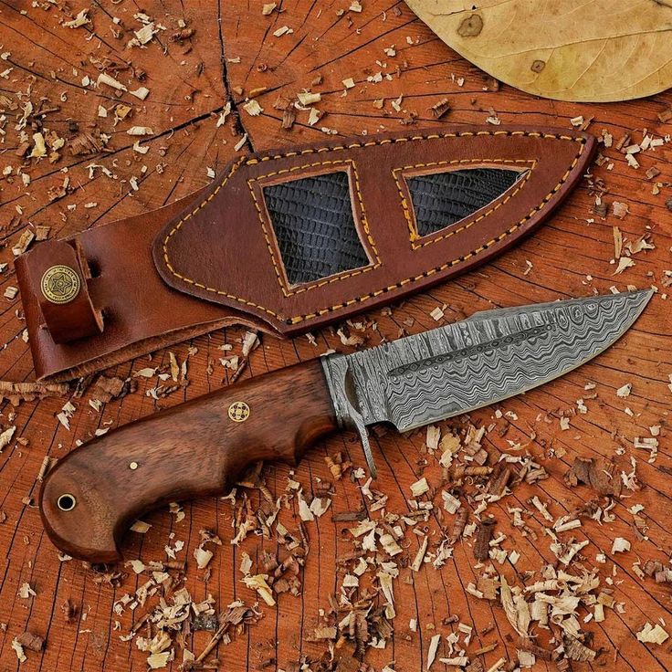 Custom Handmade Damascus Steel Hunting Knife with Blood Groove & Rosewood Handle – 10" | KBS Knives