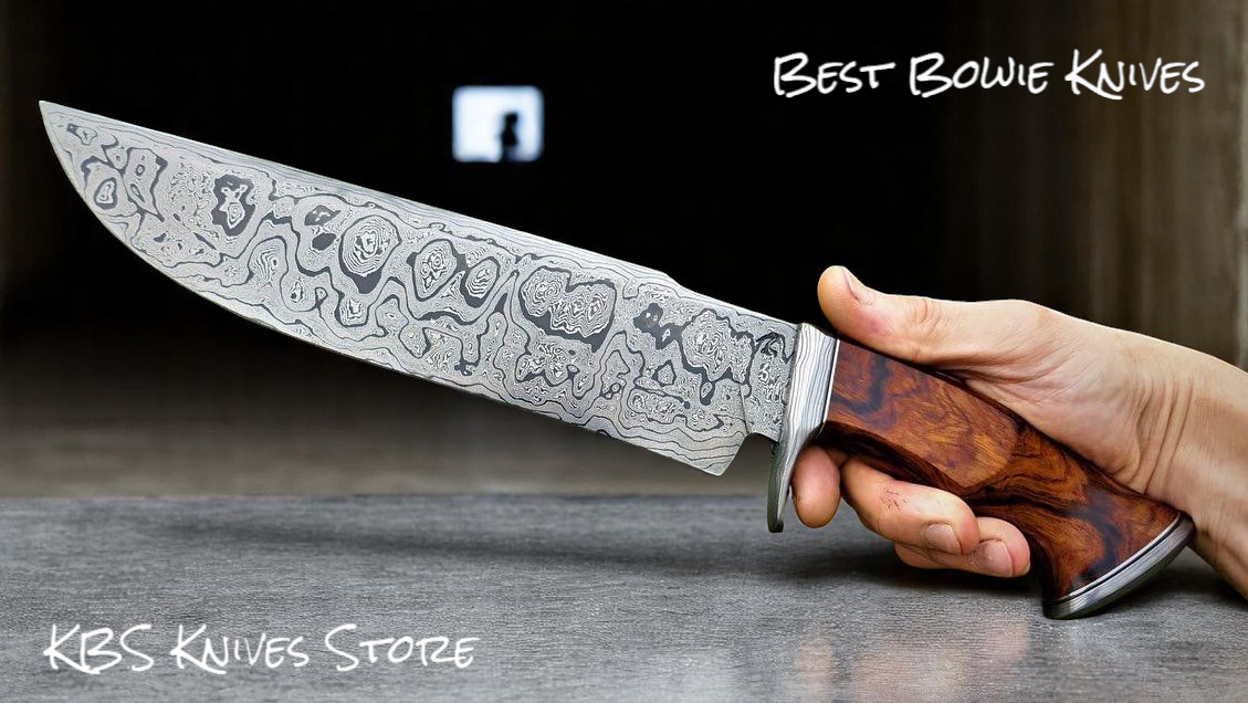 Professional Rambo Bowie Knife - 12" D2 Steel with Exotic Red Wood Handle & Steel Guards