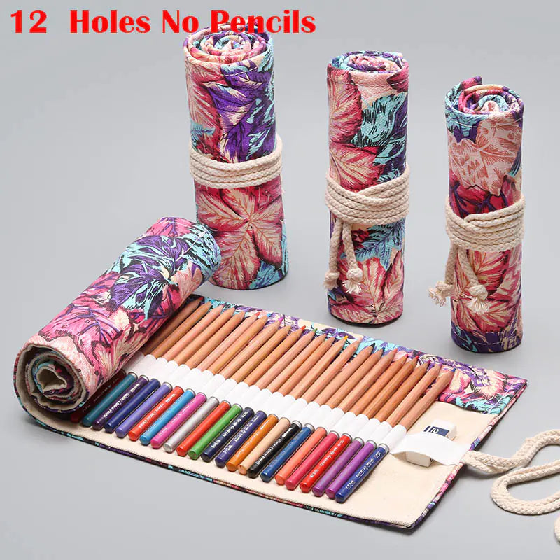 Handmade Canvas Pencil Roll for Art Supplies (Various Sizes)