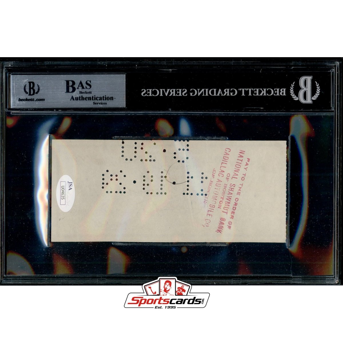 Jack Sharkey Signed Autographed Check BGS JSA