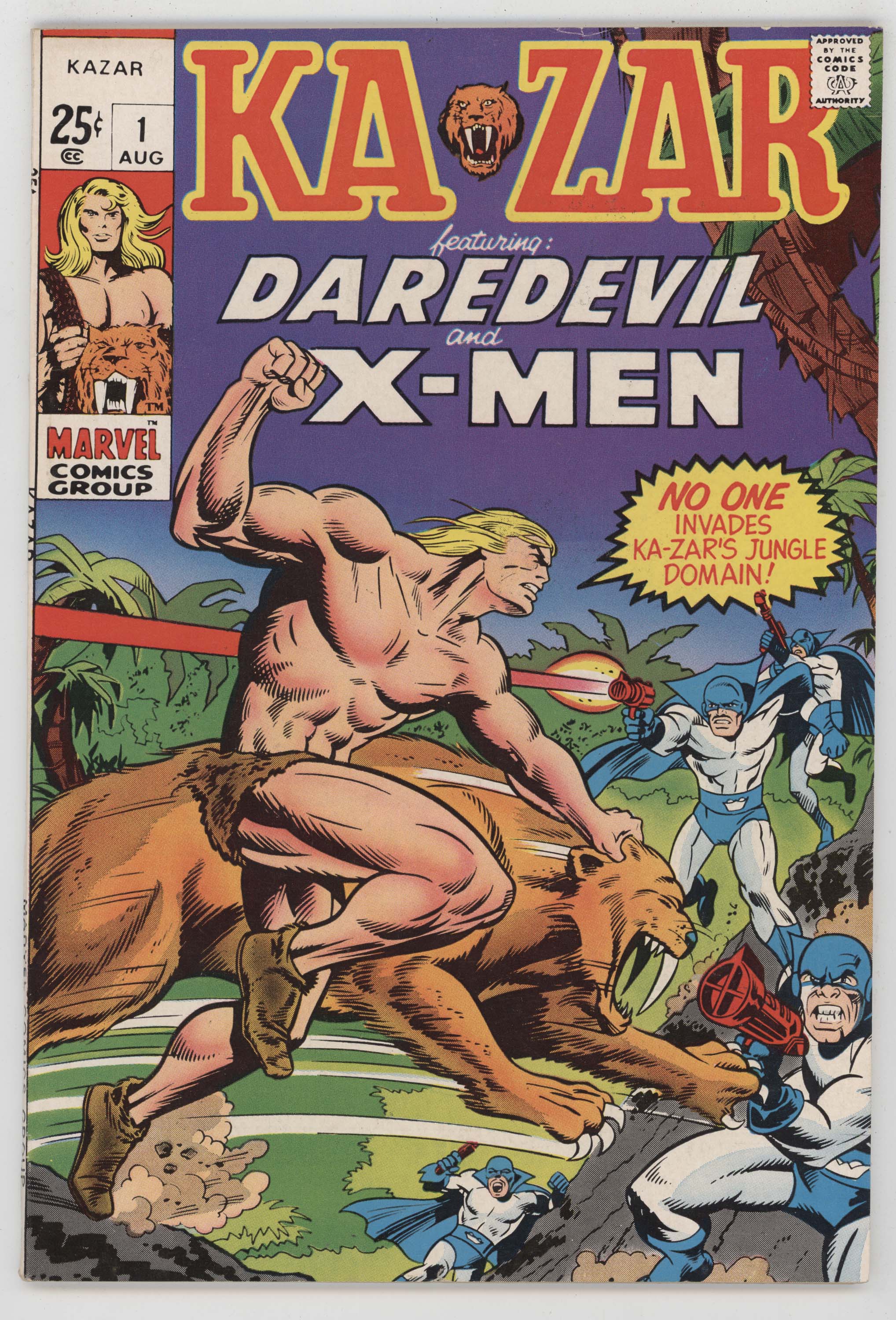 Ka-Zar 1 Marvel 1970 VF Daredevil X-Men Hidden Profanity Cover