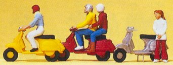 Preiser 10128 HO Scale Recreation & Sports -- Motor Bikes & Rider Set