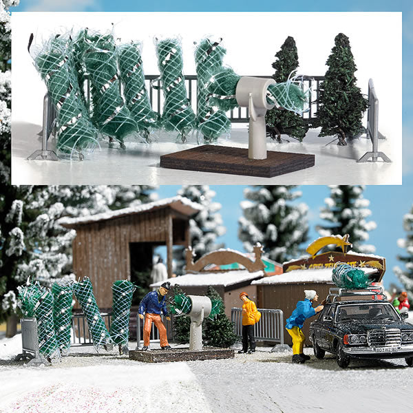 Busch 1182 HO Scale Christmas Tree Lot Miniature Scene Kit