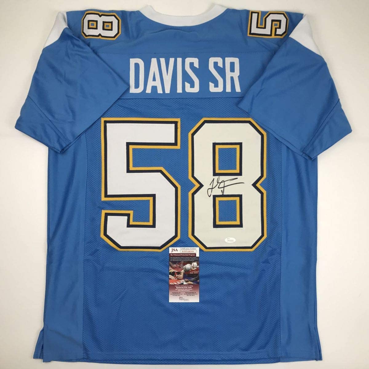 Autographed/Signed Thomas Davis Sr. Los Angeles LA Powder Blue Football Jersey JSA COA