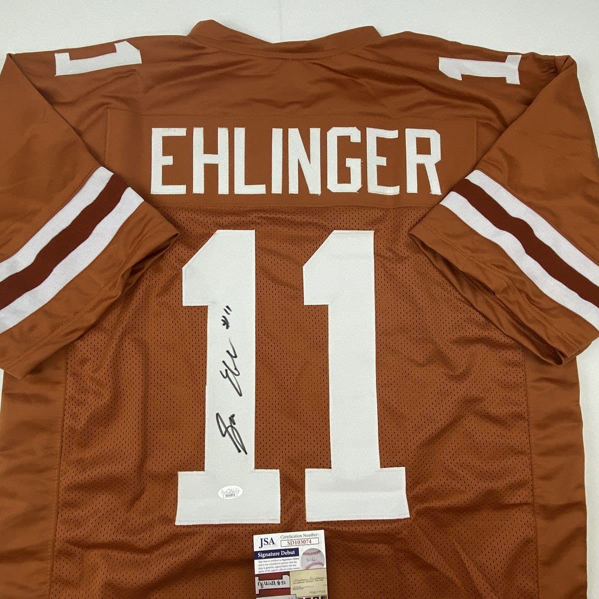 Autographed/Signed Sam Ehlinger Texas Orange College Football Jersey JSA COA