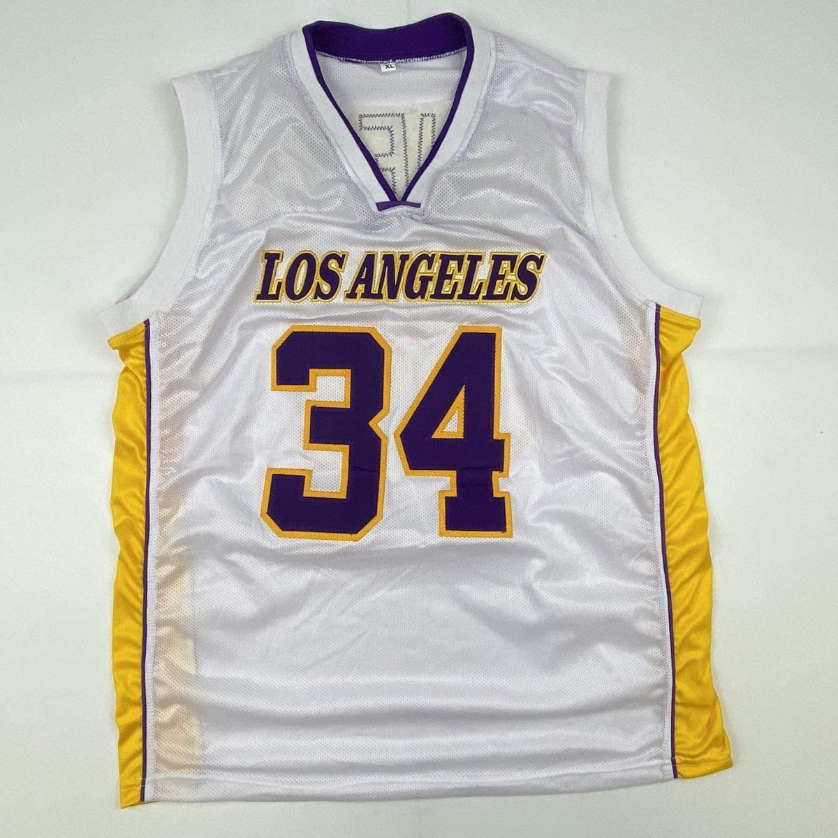 Autographed/Signed Shaquille Shaq O'Neal Los Angeles LA White Basketball Jersey JSA COA