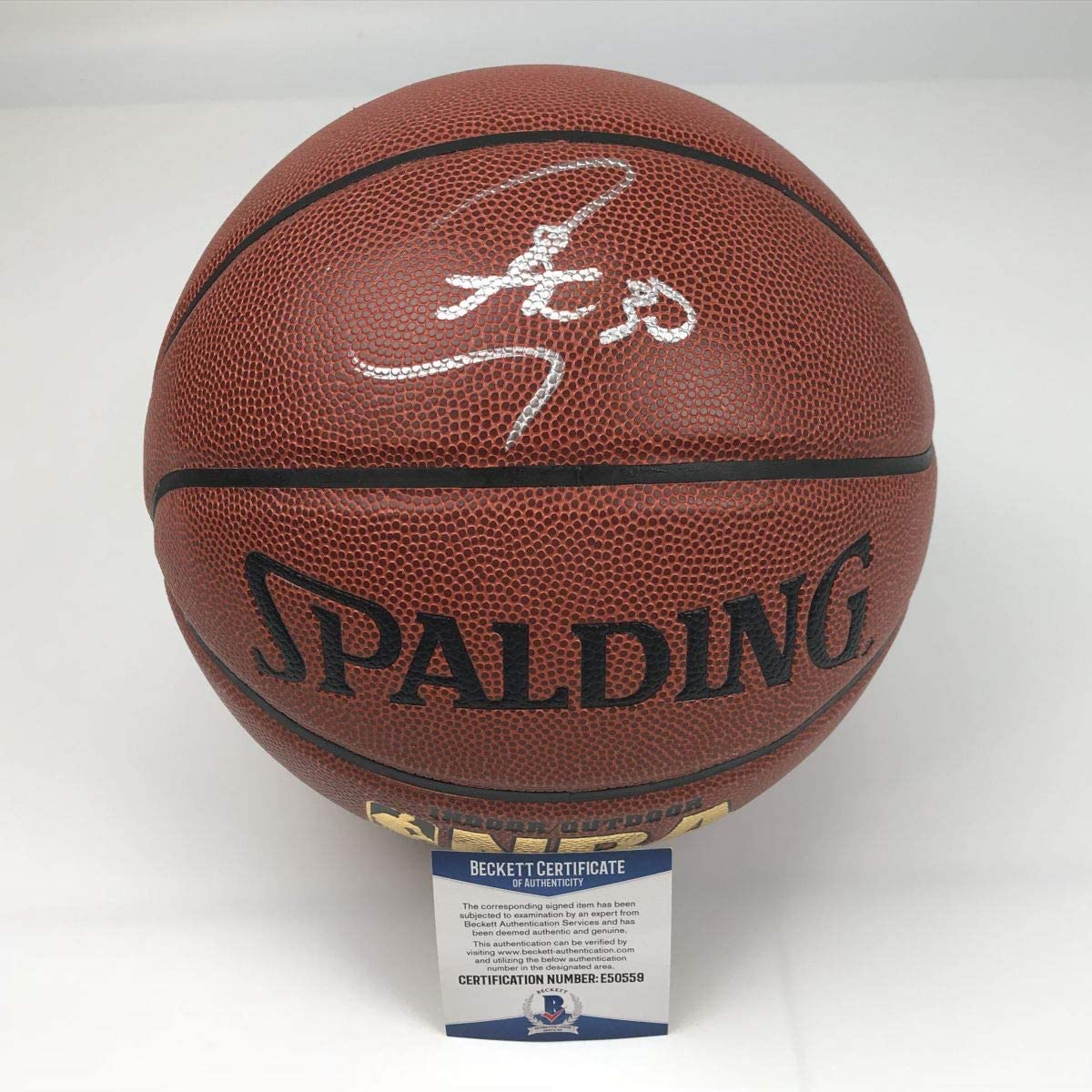 Autographed/Signed Stephen Steph Curry Golden State Warriors Full Size Spalding Basketball Beckett BAS COA