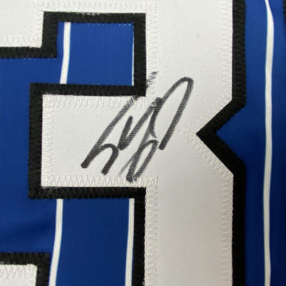 Autographed/Signed Shaquille Shaq O'Neal Orlando Blue Pinstripe Basketball Jersey JSA COA