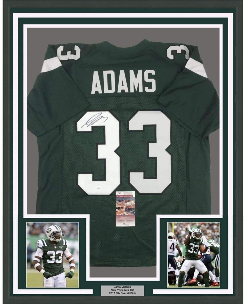 Framed Autographed/Signed Jamal Adams 35x39 New York Green 2019 Football Jersey JSA COA