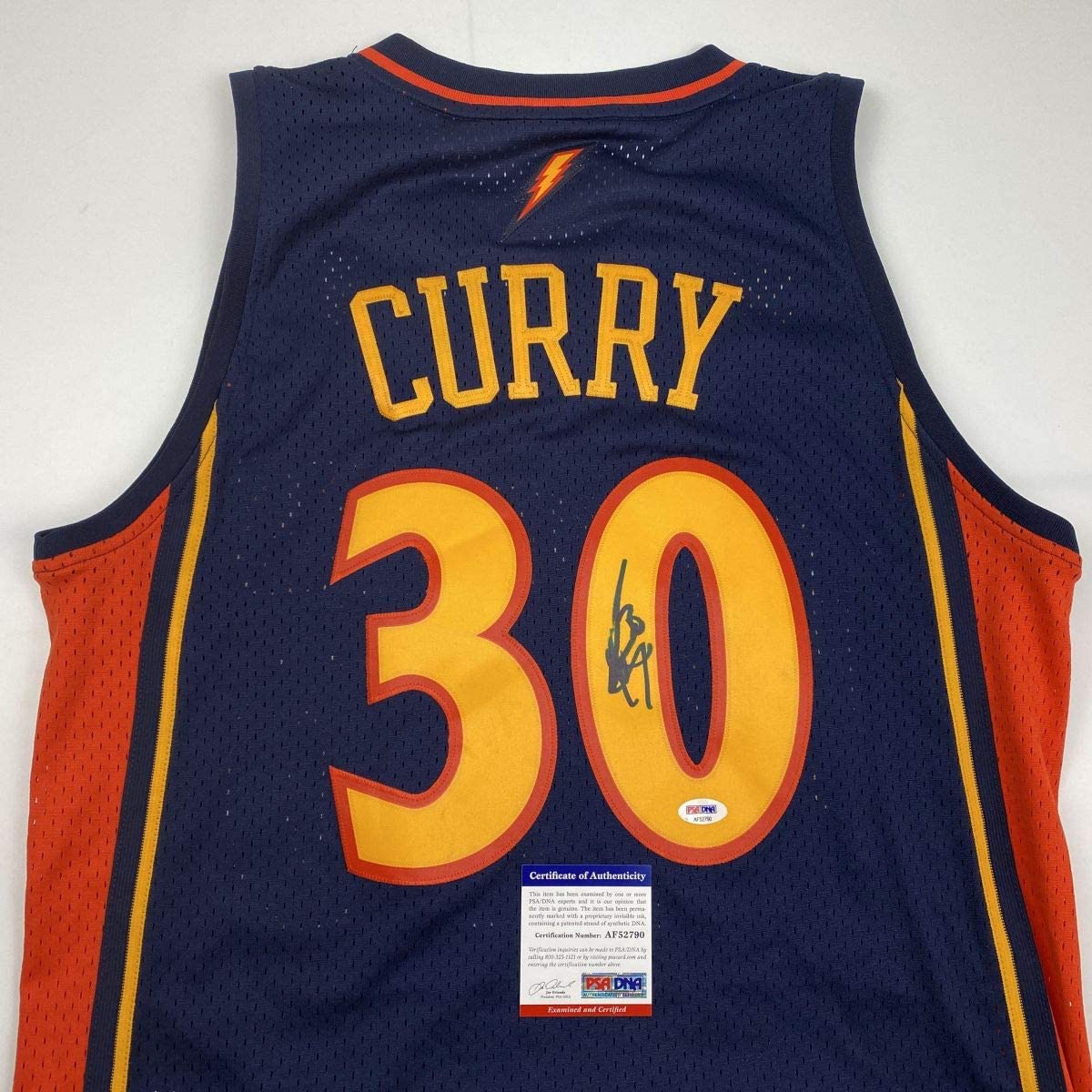 Autographed/Signed Stephen Steph Curry Golden State Blue Rookie Basketball Jersey PSA/DNA COA