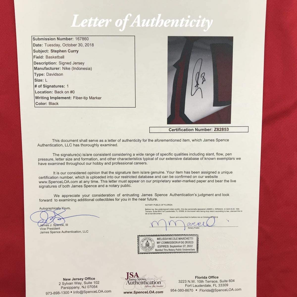 Autographed/Signed Stephen Steph Curry Davidson Wildcats Red Basketball Jersey JSA COA/LOA