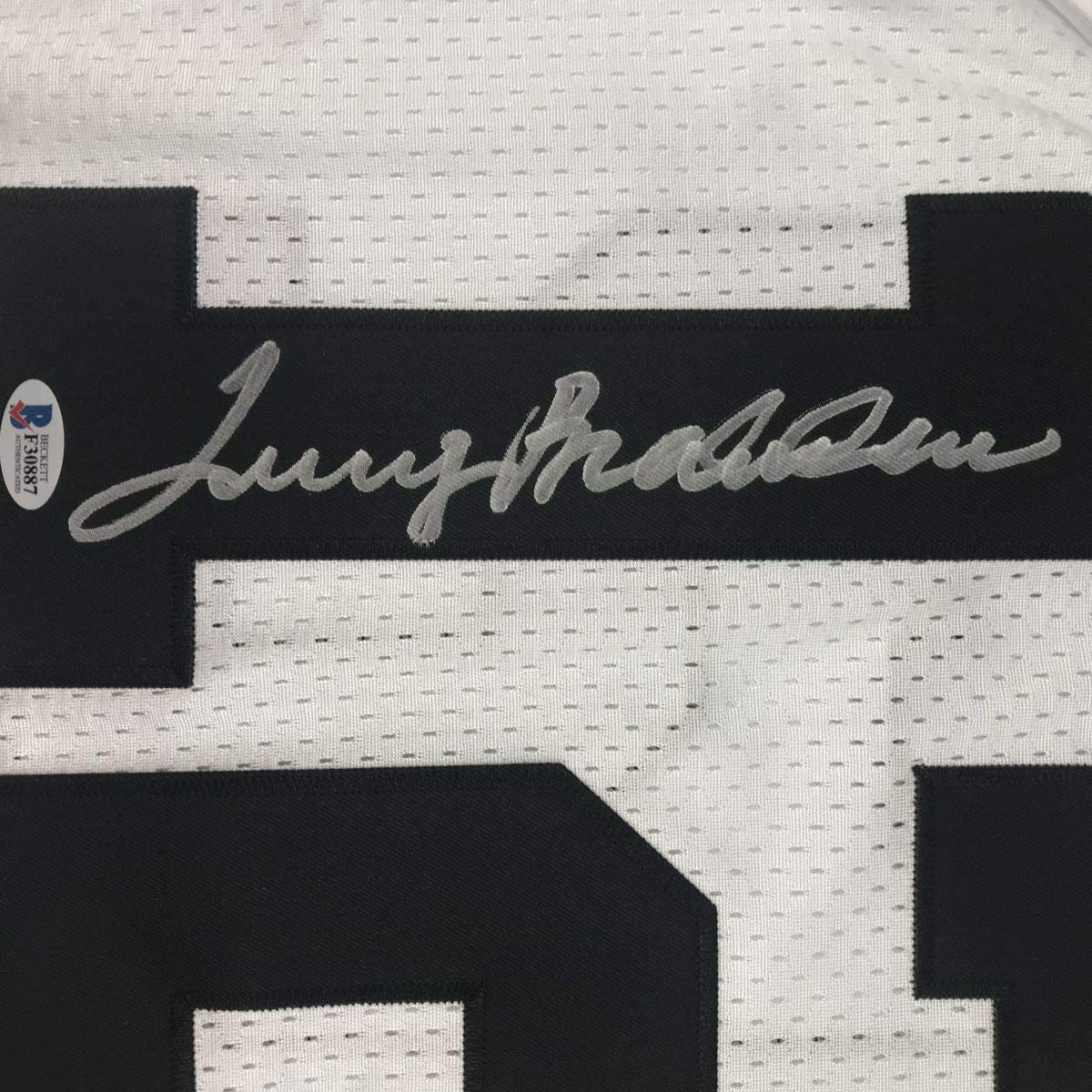 Autographed/Signed Terry Bradshaw Pittsburgh White Football Jersey Beckett BAS COA