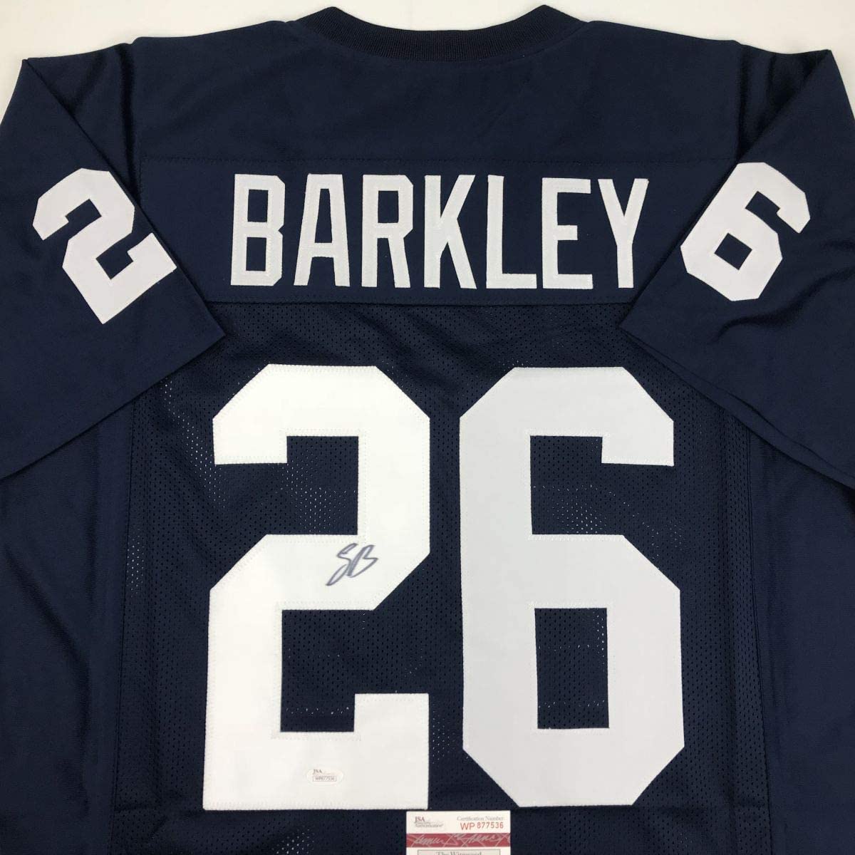 Autographed/Signed Saquon Barkley Penn State Blue College Football Jersey JSA COA