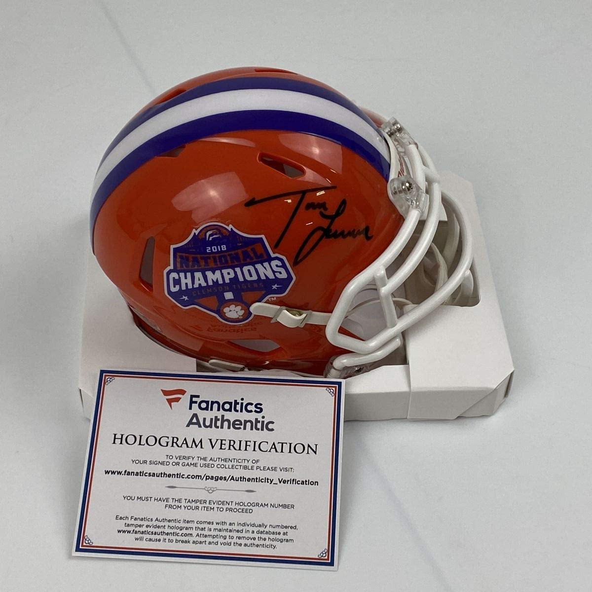 Autographed/Signed Trevor Lawrence Clemson Tigers 2018 National Champions Mini College Football Helmet Fanatics COA