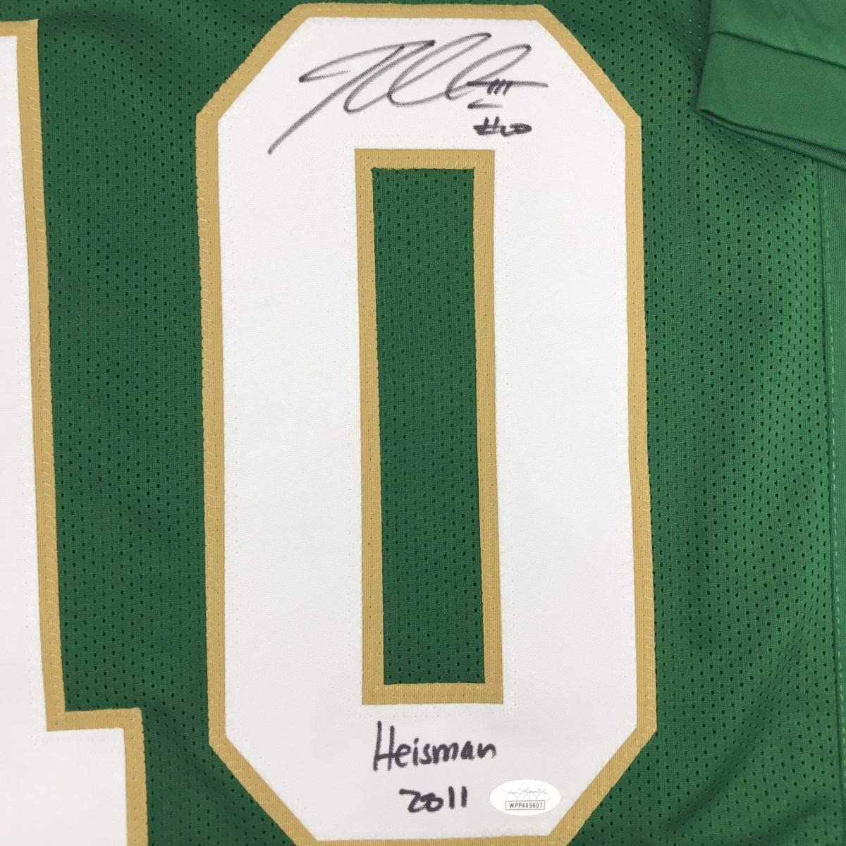 Autographed/Signed Robert Griffin III Heisman 2011 Baylor Green College Football Jersey JSA COA