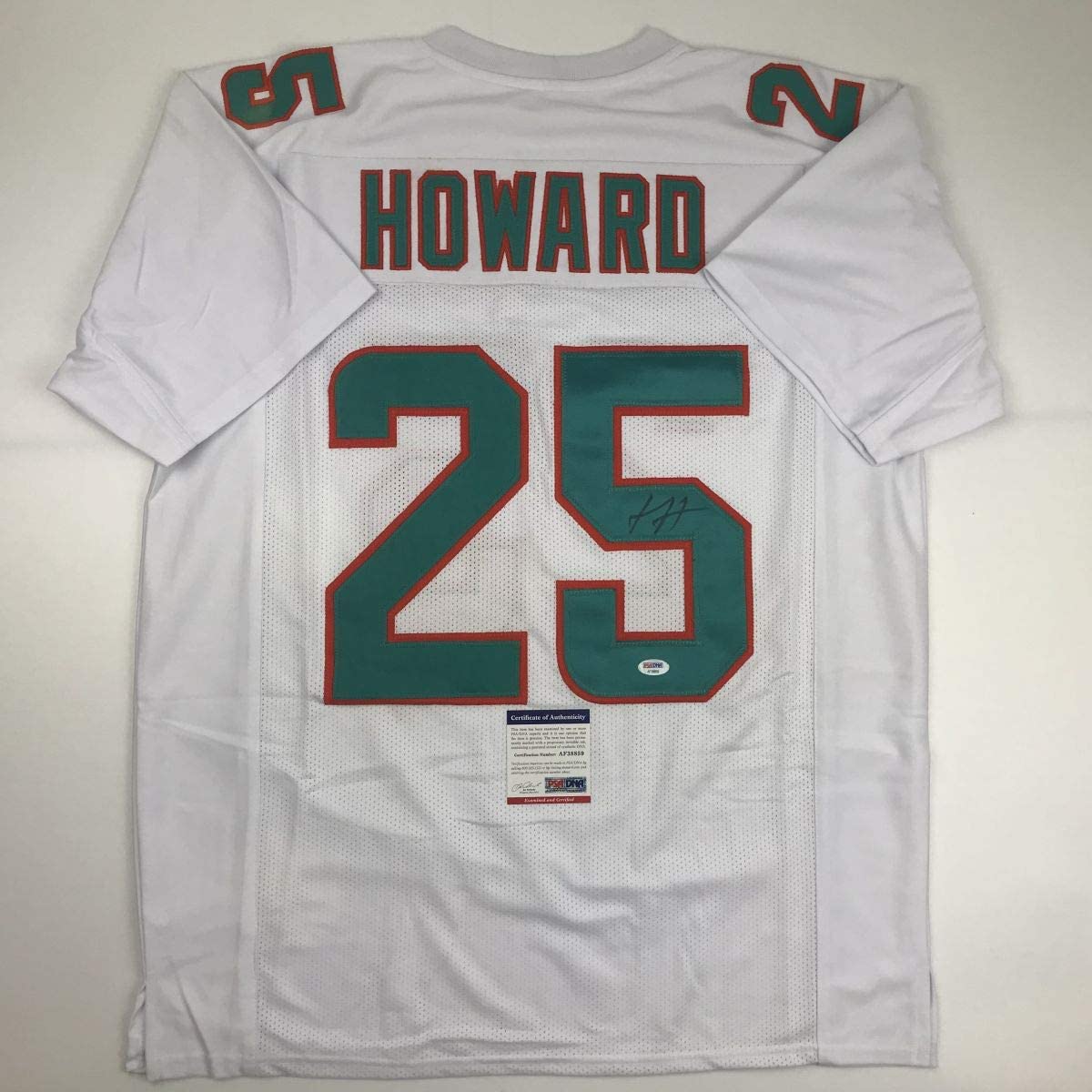 Autographed/Signed Xavien Howard Miami White Football Jersey PSA/DNA COA