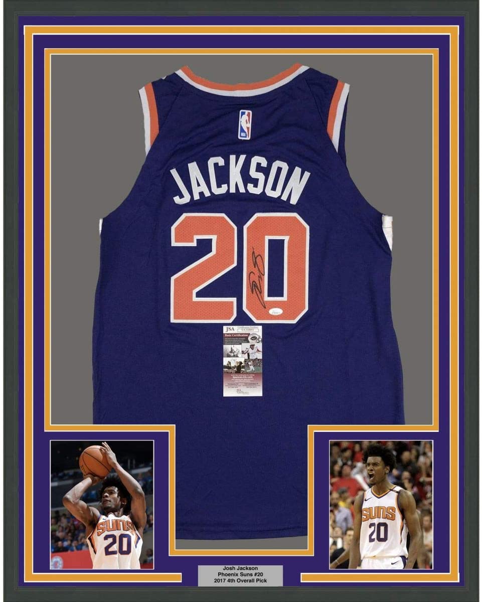 Framed Autographed/Signed Josh Jackson 35x39 Phoenix Purple Basketball Jersey JSA COA