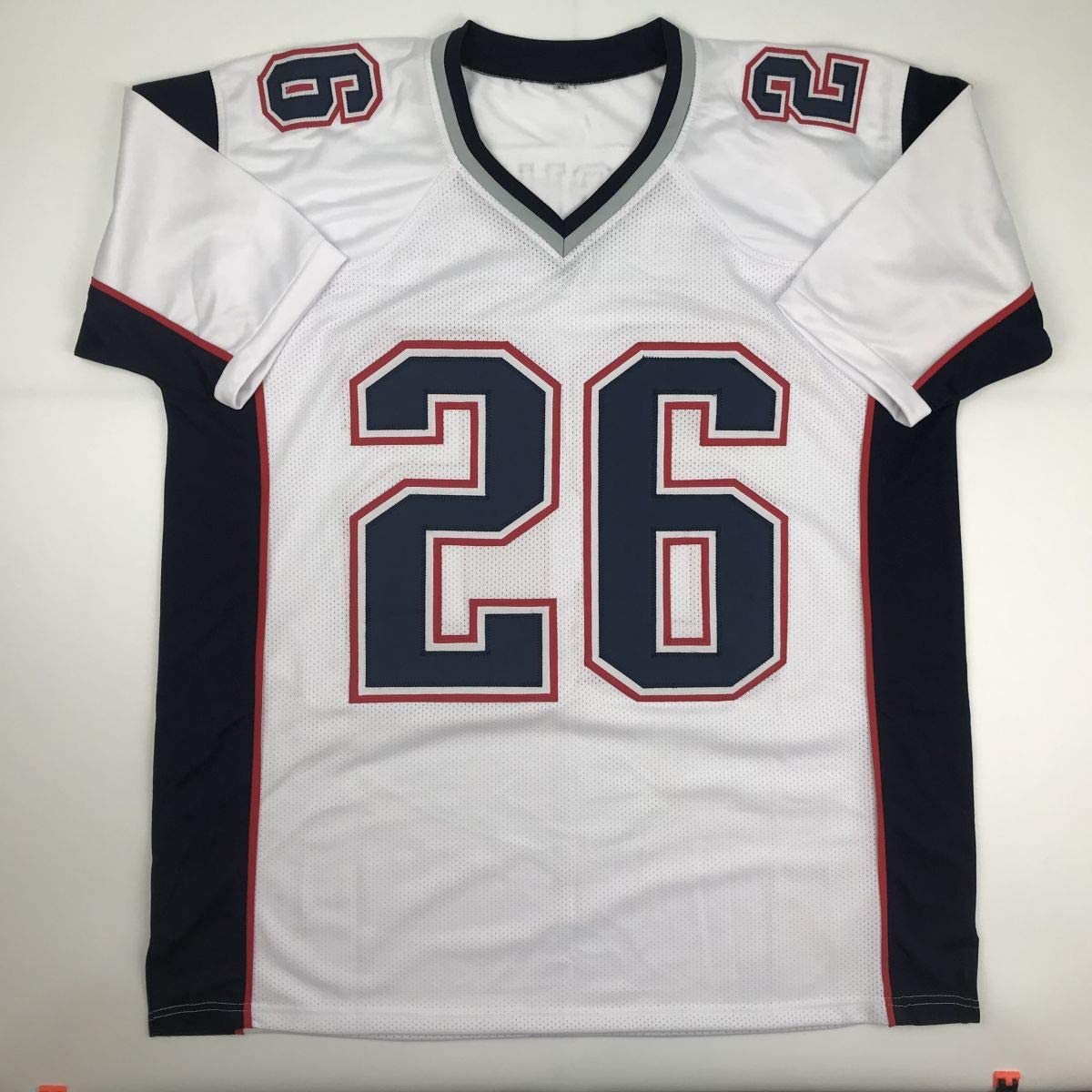Autographed/Signed Sony Michel New England White Football Jersey JSA COA
