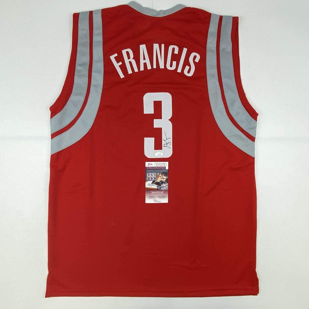 Autographed/Signed Steve Francis Houston Red Basketball Jersey JSA COA