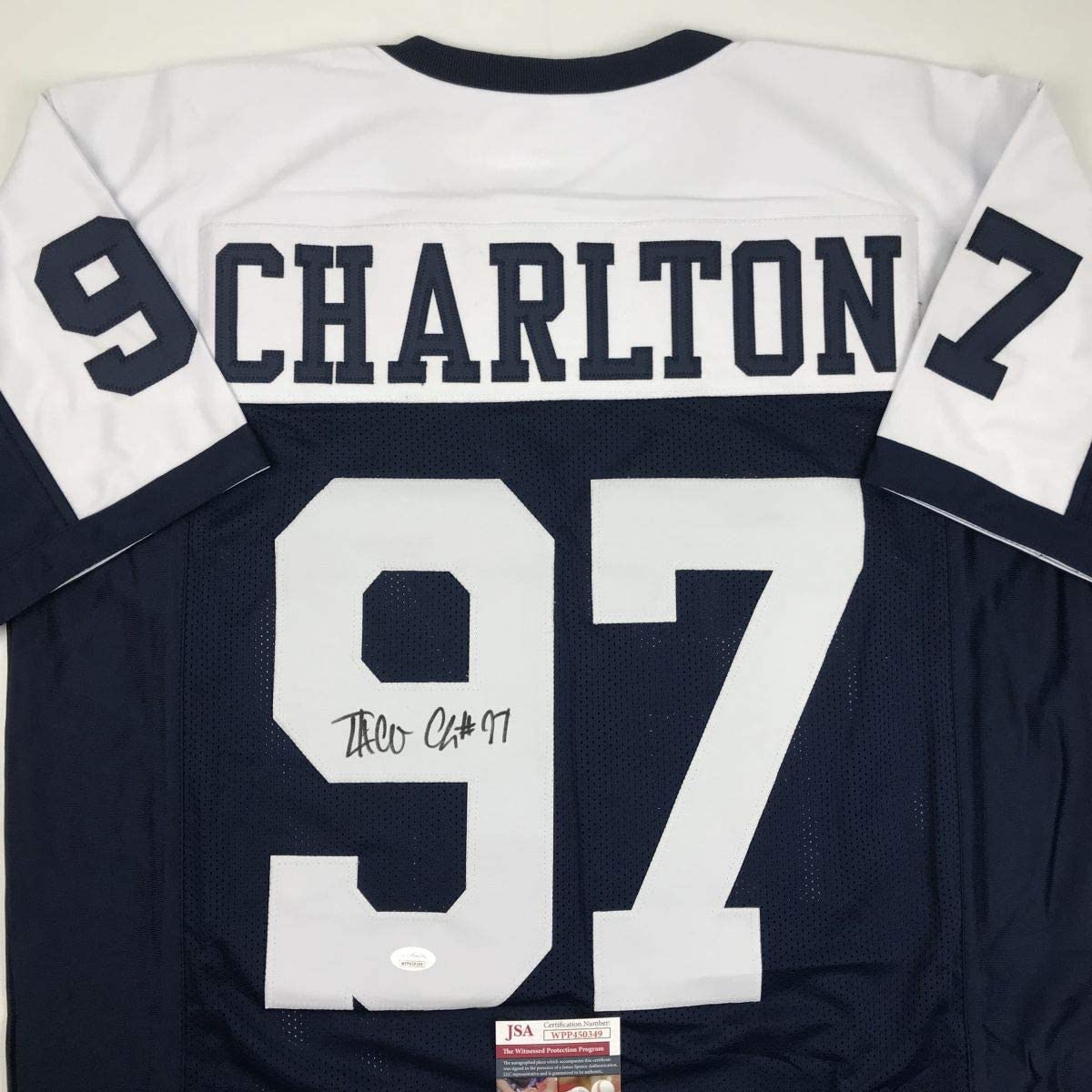 Autographed/Signed Taco Charlton Dallas Thanksgiving Day Football Jersey JSA COA