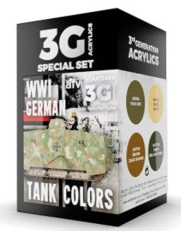 AK Interactive 11686 AFV Series: WWI German Tank 3G Acrylic Paint Set (4 Colors)