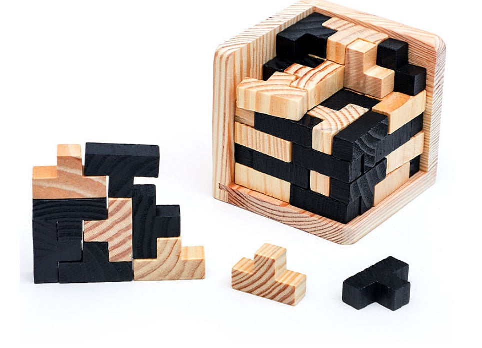 Wooden Kongming Lock Puzzle – Brain Teaser Luban Lock Educational Toy