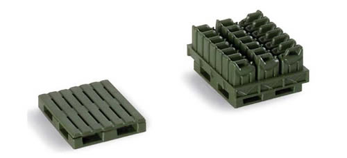 Herpa 742108 HO Scale Herpa Military - Modern German Army - Accessories -- Pallets & Jerry (Gasoline) Cans