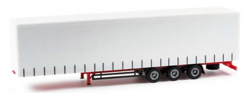 Herpa 75664 HO Scale Curtain Canvas Trailer Only -- White, Red