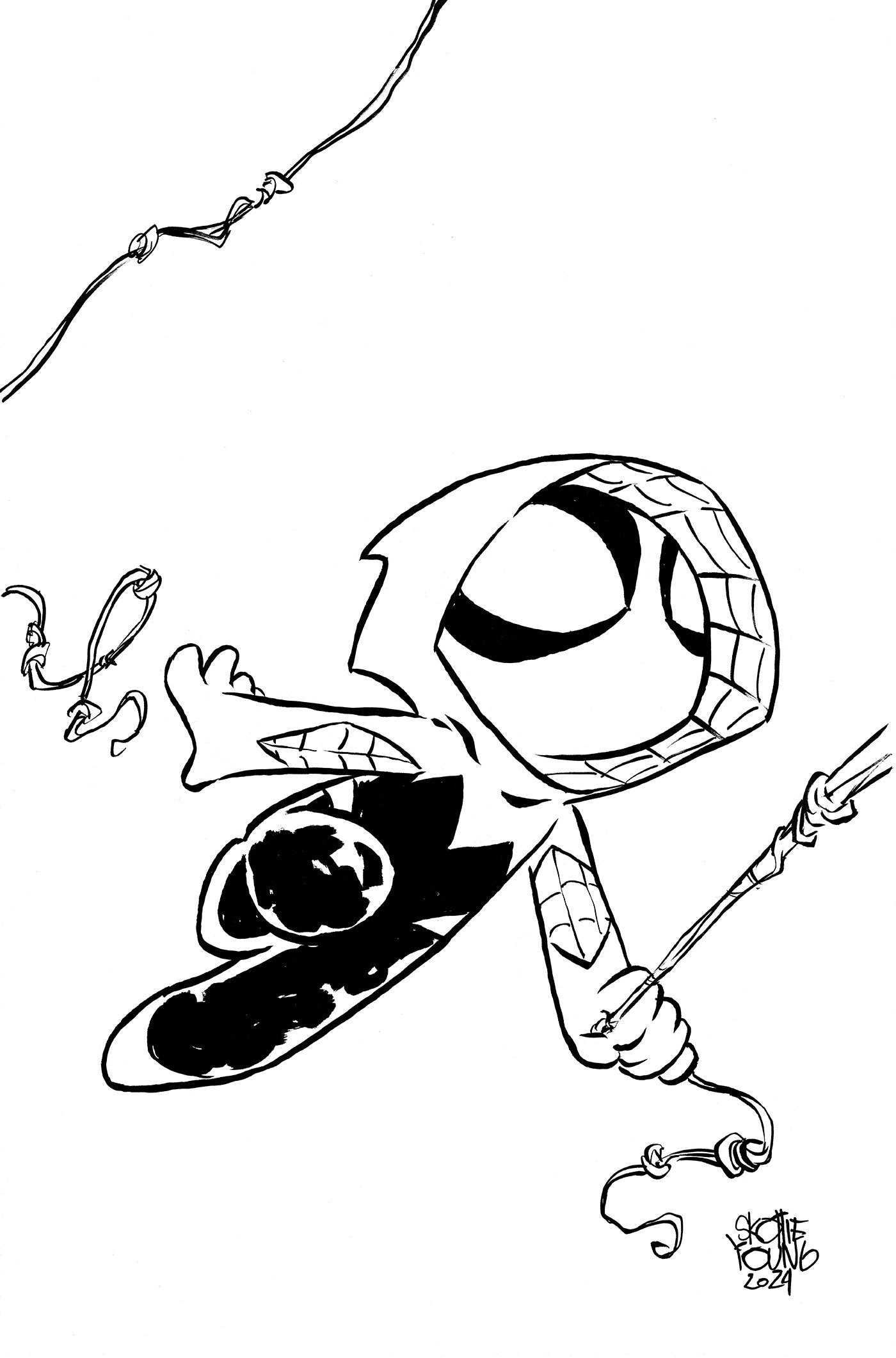 SPIDER-GWEN: THE GHOST-SPIDER #3 SKOTTIE YOUNG'S BIG MARVEL VIRGIN BLACK AND WHI TE VARIANT [DPWX][1:50][1:50] (07/31/2024)