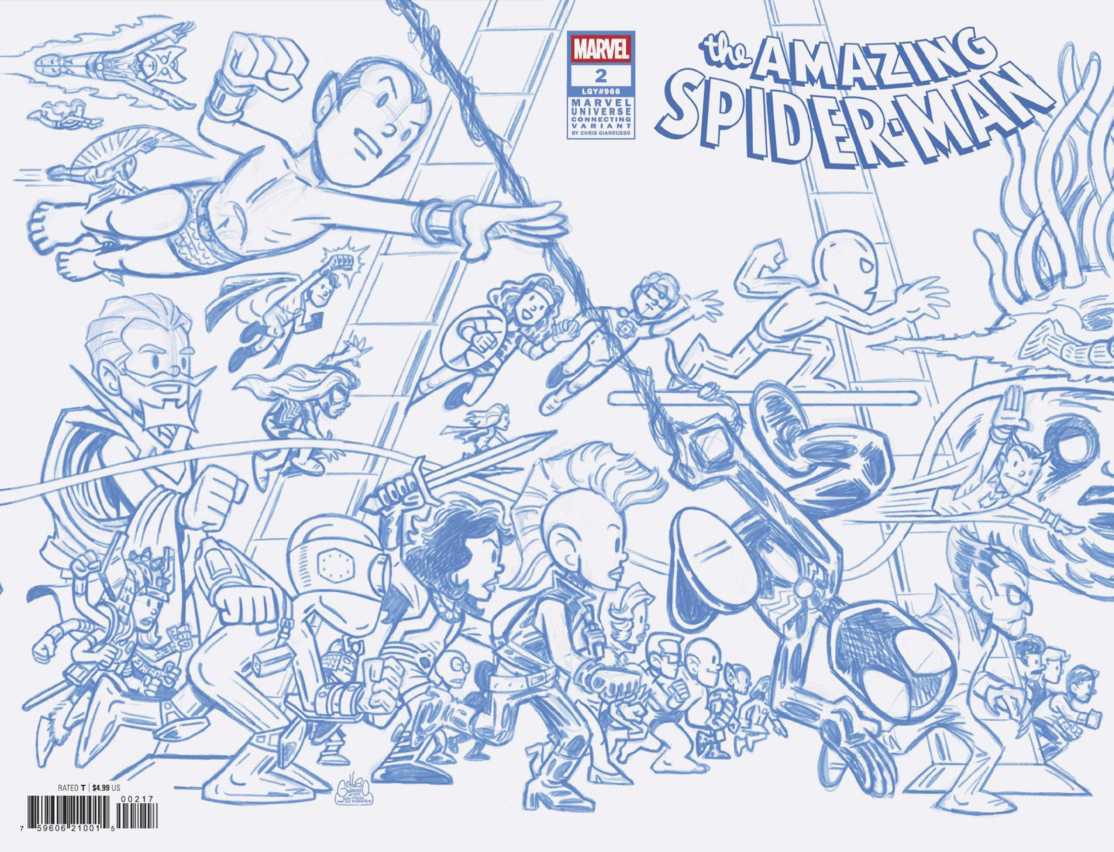 AMAZING SPIDER-MAN #2 CHRIS GIARRUSSO MARVEL UNIVERSE CONNECTING BLUE LINE SKETCH VARIANT L[1:50] CB  (04/23/2025)