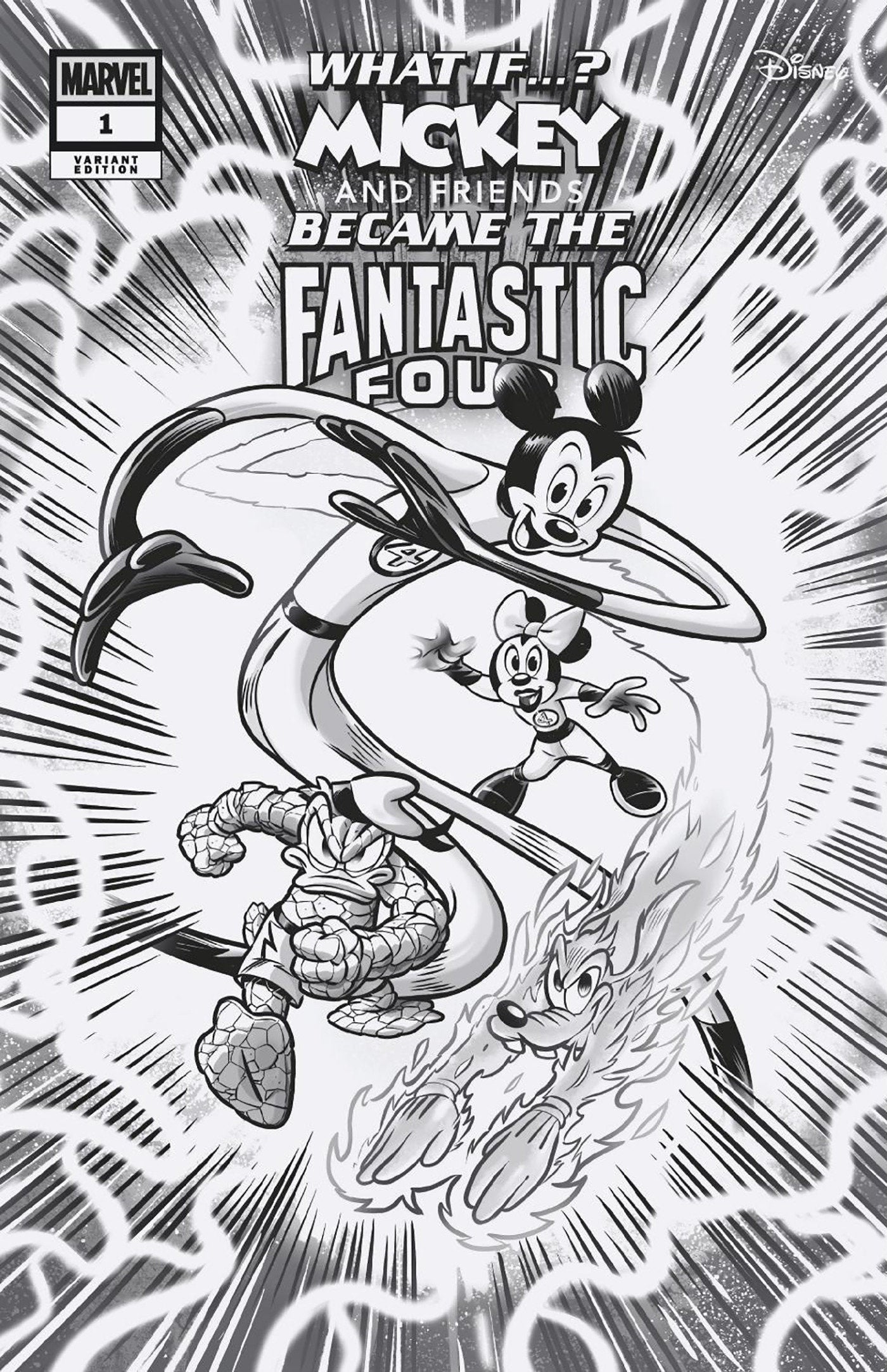 Marvel & Disney: What If...? Mickey & Friends Became The Fantastic Four #1 Loren Zo Pastrovicchio Black And White Variant[1:100] Cb  (01/08/2025)