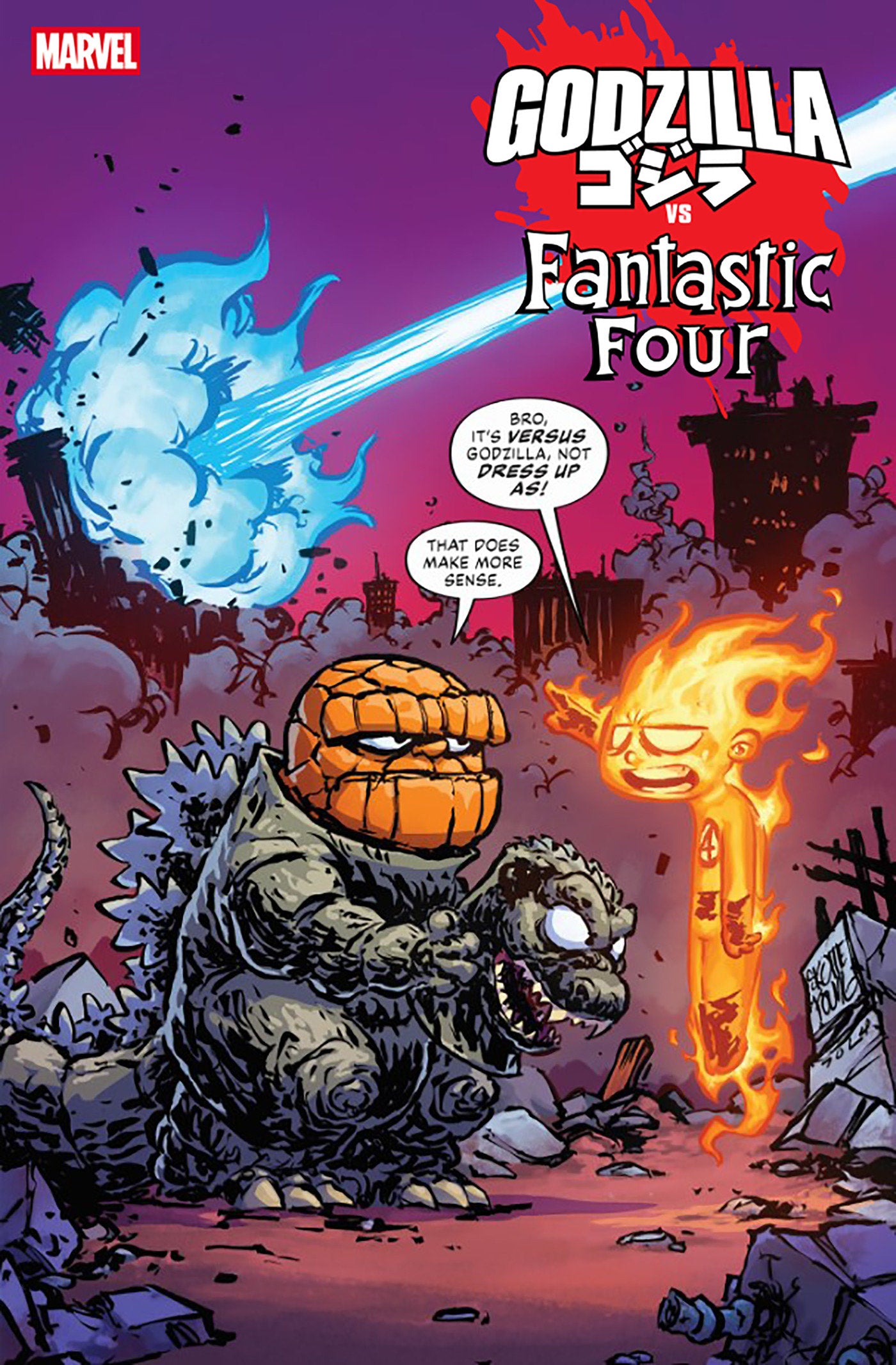 GODZILLA VS. FANTASTIC FOUR #1 SKOTTIE YOUNG VARIANT CB  (03/19/2025)(03/26/2025)