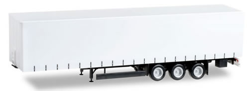 Herpa 76303 HO Scale 3-Axle Curtain-Van Trailer - Assembled -- Krone (white, red)