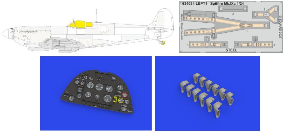 Eduard 634036 1/24 Aircraft- Spitfire Mk IXc LooKplus for ARX (Mask, Photo-Etch