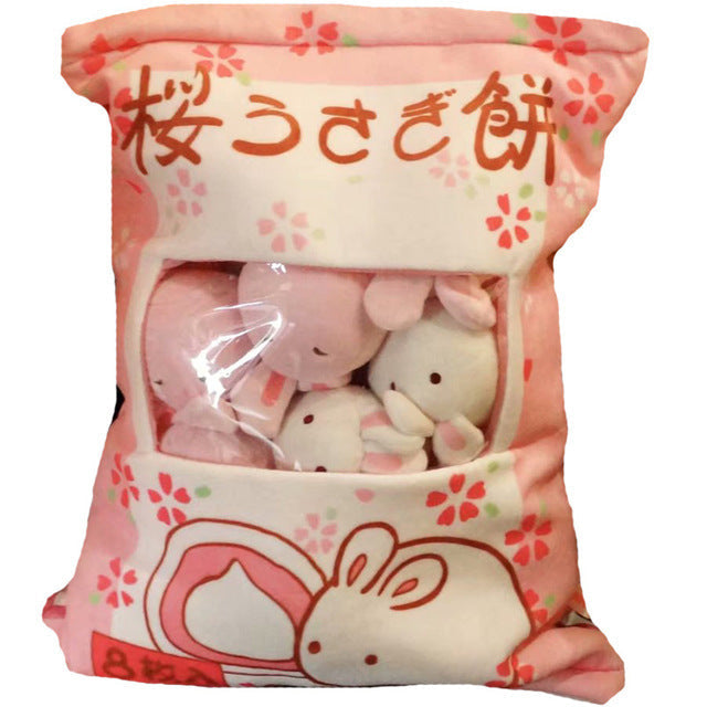 Snack Bag Plush Pillow – Soft Stuffed Toy with 8 Mini Plush Snacks