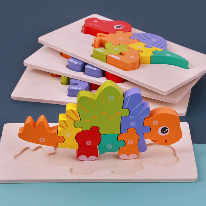 Wooden 3D Dinosaur Puzzle – Montessori Educational Toy for Kids