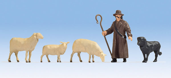 Noch 17901 O Scale Shepherd with Dog and 3 Sheep