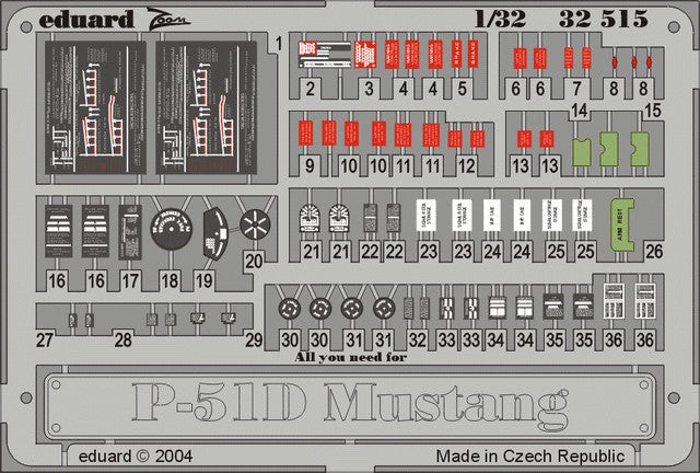 Eduard 32515 1/32 Aircraft- P51D Placards for HSG (Painted)