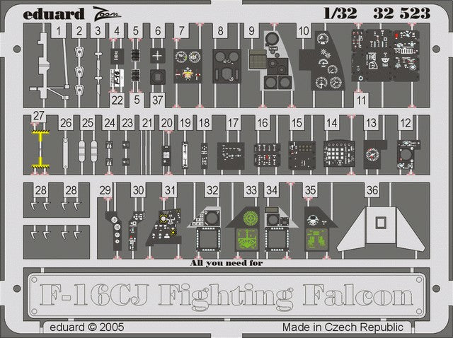Eduard 32523 1/32 Aircraft- F16CJ Interior for TAM (Painted)